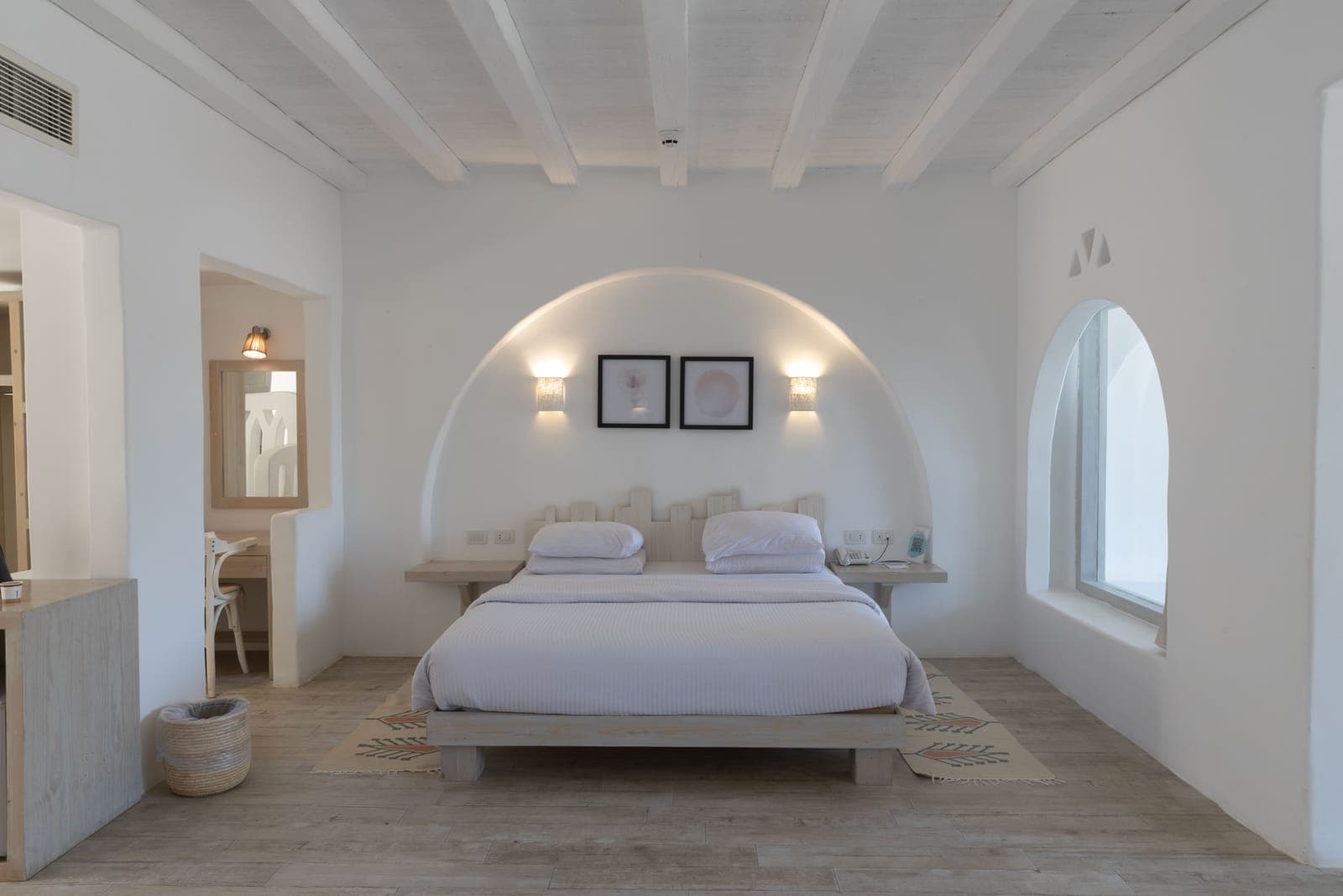 A bright white hotel room on the same beach as Soul Kitesurfing in Ras Sudr